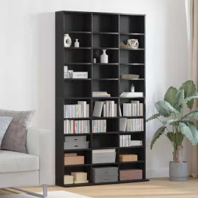   CD szekrény polcokkal Musta tammi 101 x 23 x 177.5 cm Faanyag