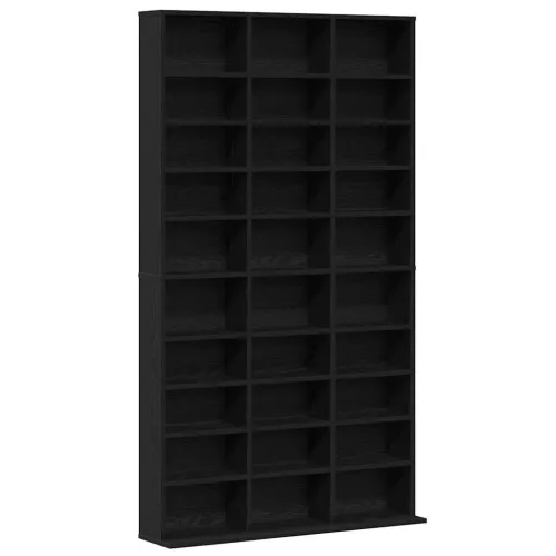 CD szekrény polcokkal Musta tammi 101 x 23 x 177.5 cm Faanyag