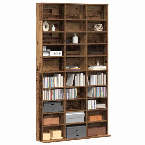 CD szekrény polcokkal Régi fa 101 x 23 x 177.5 cm Faanyag