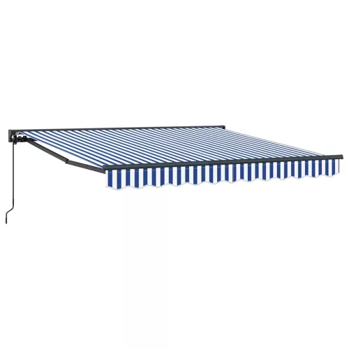 Behúzható napellenző Kék és Fehér 300x250 cm szövet
