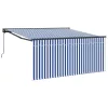 Behúzható napellenző Kék és fehér 300 x 250 cm szövet