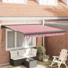 Behúzható napellenző Piros és fehér 300 x 250 cm Szövet, Fém
