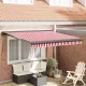 Behúzható napellenző Piros és fehér 300 x 250 cm Szövet, Fém
