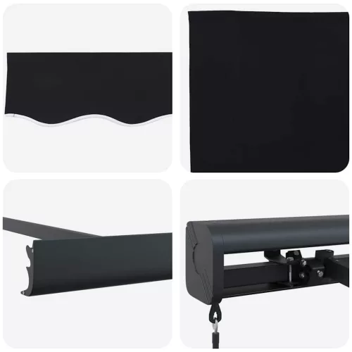 Behúzható napellenző Fekete 300 x 250 cm Szövet és Fém