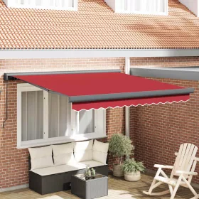 Behúzható napellenző Piros 300 x 250 cm Szövet és Fém