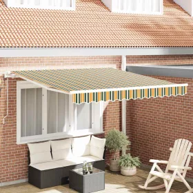 Behúzható napellenző 300 x 250 cm Zöld és sárga