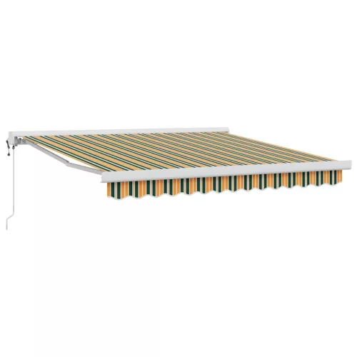 Behúzható napellenző Zöld és sárga 300 x 250 cm Szövet, Fém