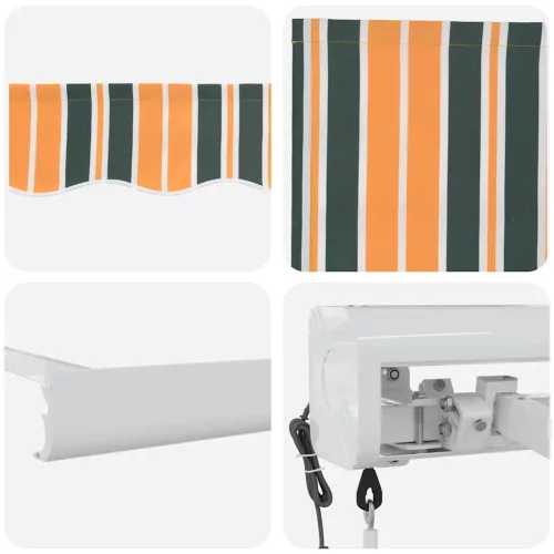 Behúzható napellenző Zöld és sárga 300 x 250 cm Szövet, Fém