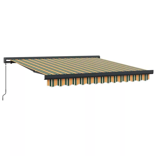 Behúzható napellenző Zöld és Sárga 300 x 250 cm Szövet és Fém