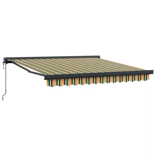 Behúzható napellenző Zöld és sárga 300 x 250 cm Szövet, Fém