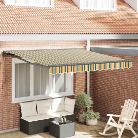 Behúzható napellenző Zöld és Sárga 300x250 cm szövet