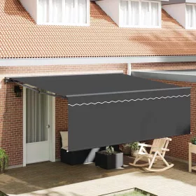   Behúzható napellenző Narancs és fehér 350x250 cm szövet