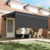 Behúzható napellenző Narancs és fehér 350x250 cm szövet