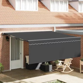   Behúzható napellenző Narancs és fehér 350x250 cm szövet