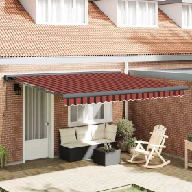   Behúzható napellenző Piros és fekete 350 x 250 cm szövet