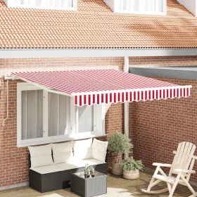 Behúzható napellenző 350 x 250 cm Piros és fehér