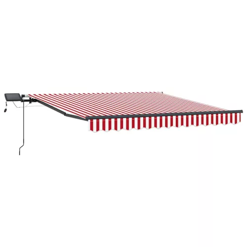 Behúzható napellenző Piros és fehér 350 x 250 cm szövet