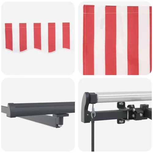 Behúzható napellenző Piros és fehér 350 x 250 cm szövet