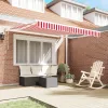 Behúzható napellenző Piros és fehér 350 x 250 cm szövet