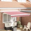 Behúzható napellenző Piros és Fehér 350 x 250 cm Szövet és Fém
