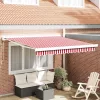 Behúzható napellenző Piros és fehér 350 x 250 cm Szövet, Fém
