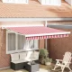 Behúzható napellenző Piros és fehér 350 x 250 cm Szövet, Fém