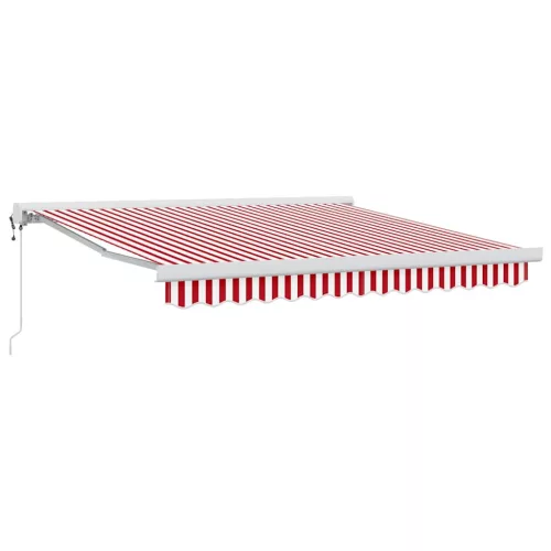 Behúzható napellenző Piros és fehér 350 x 250 cm Szövet, Fém