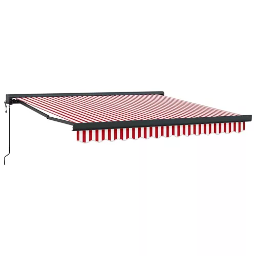Behúzható napellenző Piros és fehér 350 x 250 cm Szövet, Fém