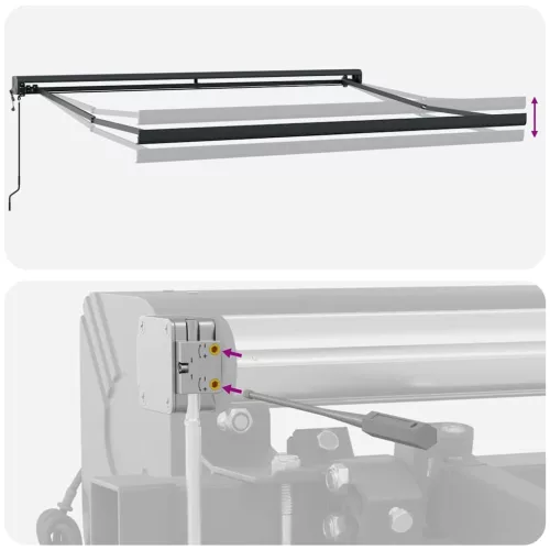 Behúzható napellenző Piros és fehér 350 x 250 cm Szövet, Fém