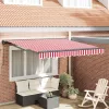Behúzható napellenző Piros és fehér csíkos 350x250 cm szövet
