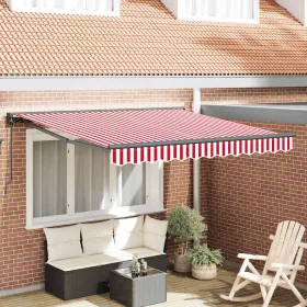   Behúzható napellenző Piros és fehér csíkos 350x250 cm szövet