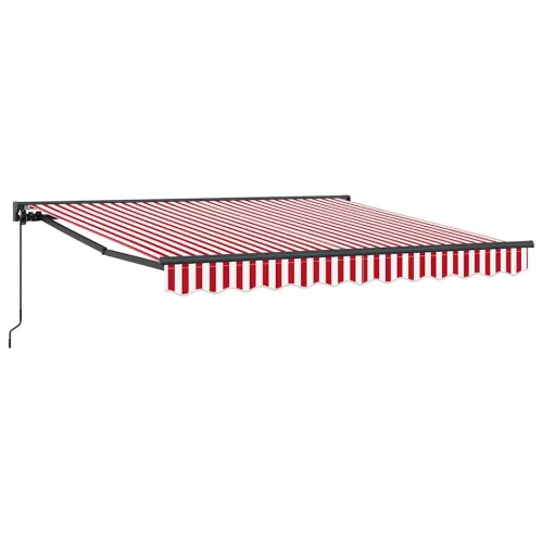Behúzható napellenző Piros és fehér csíkos 350x250 cm szövet