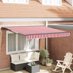   Behúzható napellenző Piros és fehér csíkos 350x250 cm szövet