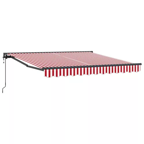 Behúzható napellenző Piros és fehér csíkos 350x250 cm szövet