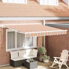   Behúzható napellenző Narancssárga szürke kék fehér 350 x 250 cm