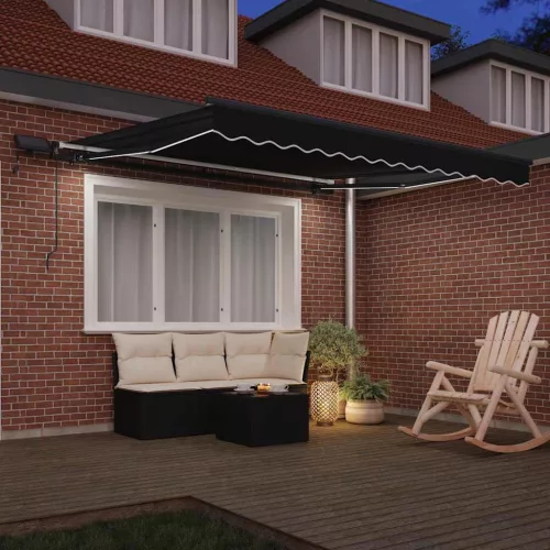 Behúzható napellenző Fekete 350 x 250 cm szövet