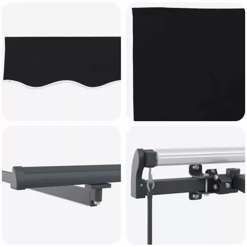 Behúzható napellenző Fekete 350 x 250 cm szövet