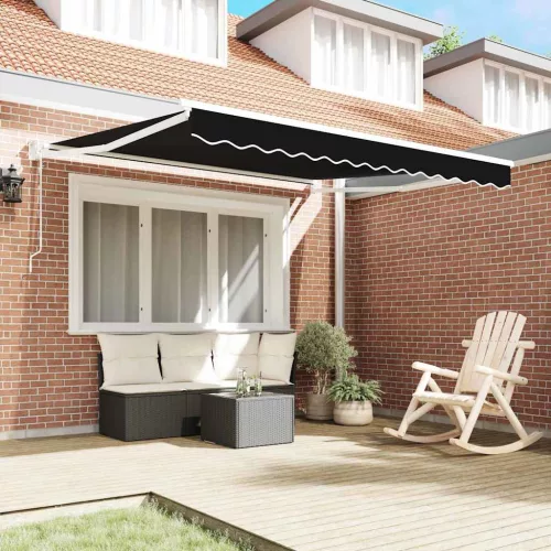 Behúzható napellenző Fekete 350 x 250 cm szövet