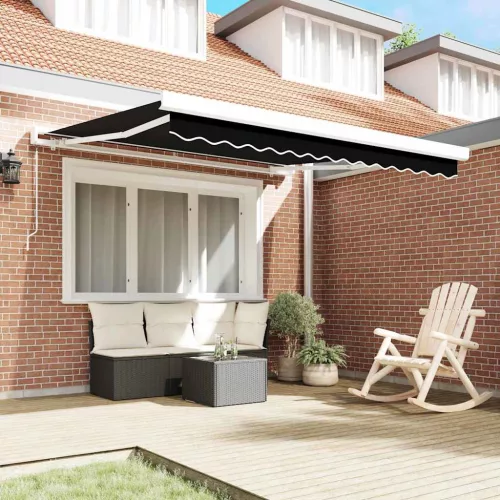 Behúzható napellenző Fekete 350 x 250 cm Szövet és Fém