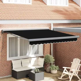 Behúzható napellenző Fekete 350 x 250 cm Szövet, Fém