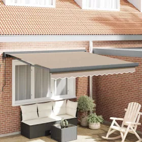 Behúzható napellenző Bézs 350 x 250 cm Szövet, Fém