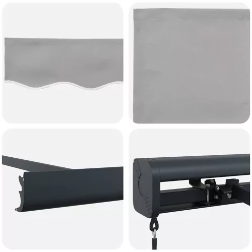Behúzható napellenző Világosszürke 350 x 250 cm Szövet és Fém