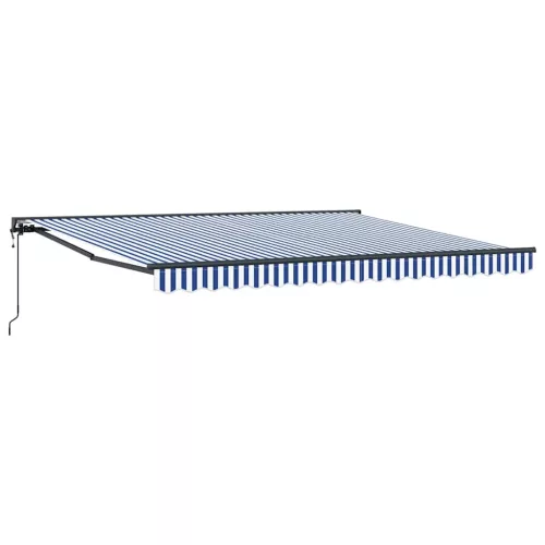 Behúzható napellenző Kék és Fehér 400x300 cm szövet