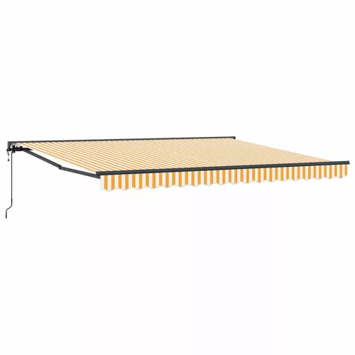 Behúzható napellenző Sárga és fehér 400x300 cm szövet