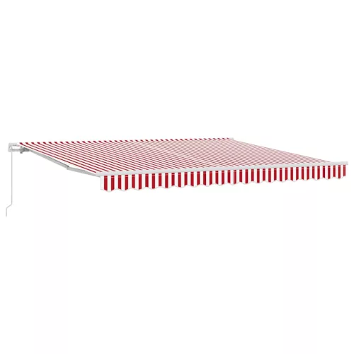 Behúzható napellenző Piros és fehér 400 × 300 cm Poliészter