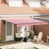 Behúzható napellenző Piros és fehér 400 × 300 cm szövet