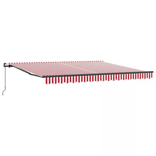 Behúzható napellenző Piros és fehér 400 × 300 cm szövet