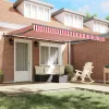 Behúzható napellenző Piros és fehér 400 × 300 cm szövet