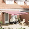 Behúzható napellenző Piros és fehér 400 × 300 cm szövet