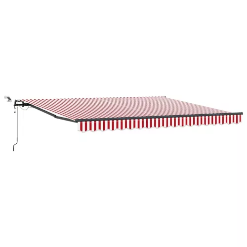 Behúzható napellenző Piros és fehér 400 × 300 cm szövet